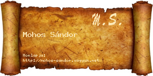 Mohos Sándor névjegykártya